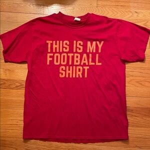 Port and Company Red/Orange Football Shirt Men's T-Shirt (Virginia Tech)